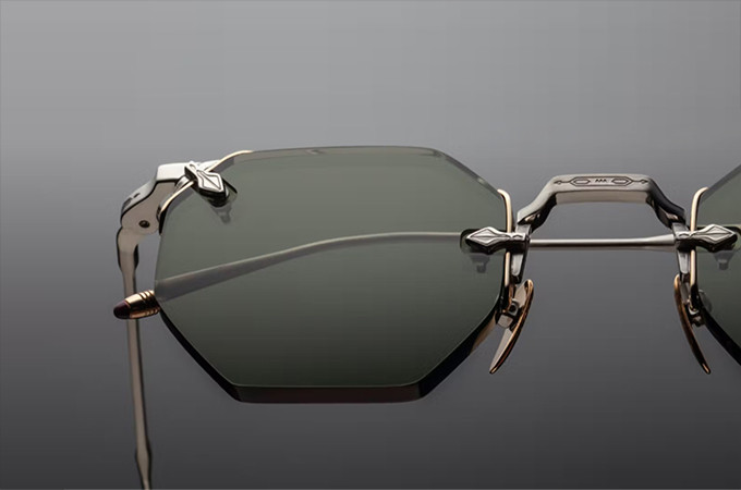 Randlose Sonnenbrille von Jacques Marie Mage mit massiven und schmückendenGarnituren