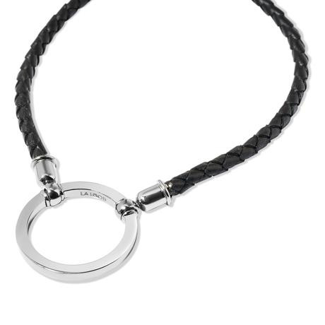 Dickes schwarzes La Loop Brillenband mit glänzent silbernem Ring für die Brille.
