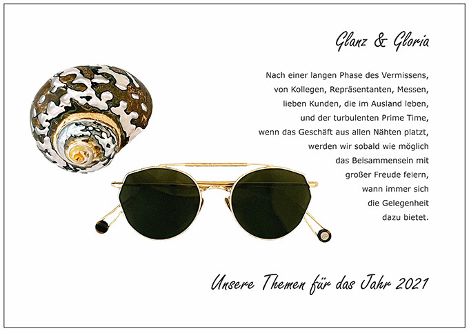 Der BELLEVUE Wunsch Glanz und Gloria mit einer goldenen Sonnenbrille von Ahlem.